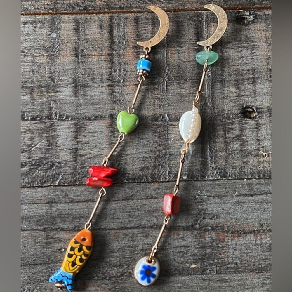 NEW Crescent Moon Charm Dangle Earrings